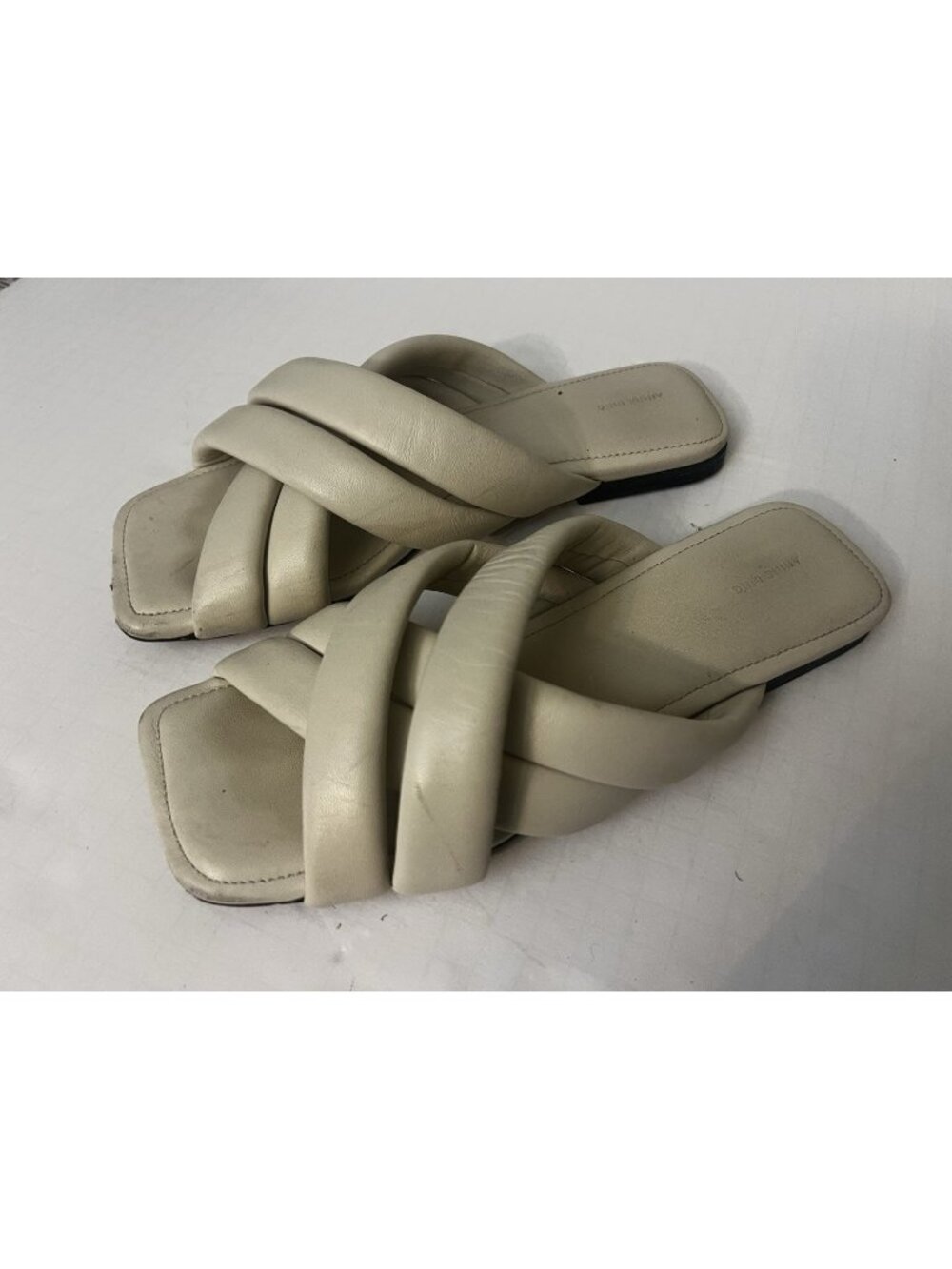 Anine Bing Eve Leather Sandals Womens 39 Ivory Classic Simple Basic Minimalist